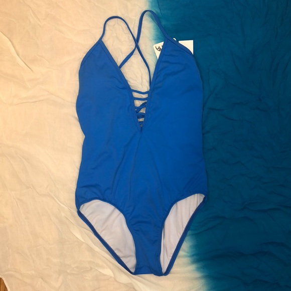 Blue lace up back bathing suit - NWT - size 10 - Picture 1 of 4
